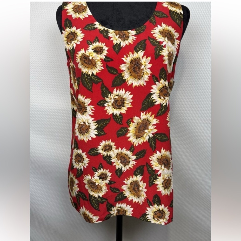 Preston & York VTG 100% Silk Sz Small Sleeveless Reversible Tank Top Floral NWT